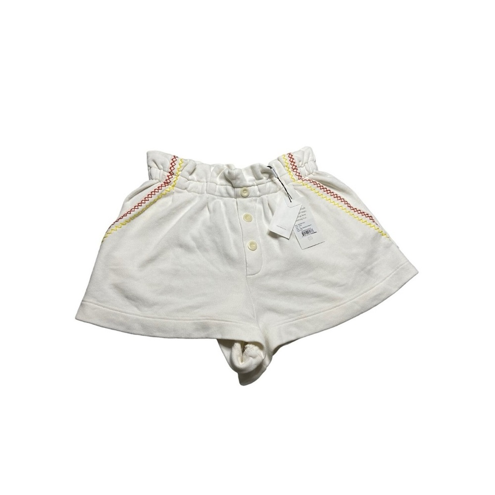 Something Navy High Waist White and Yellow Shorts
